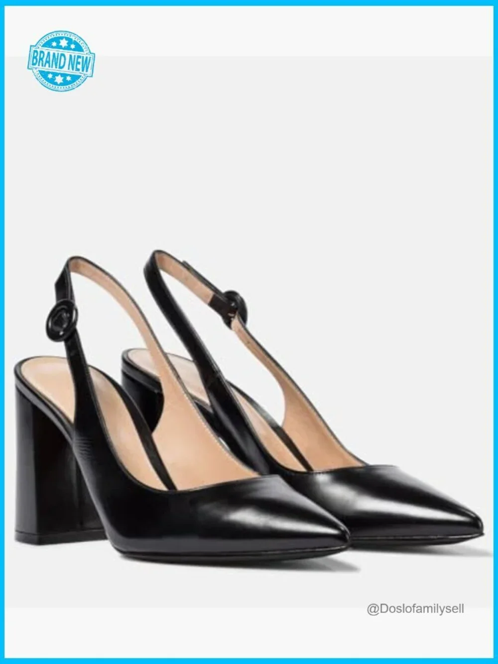 Slingback Pointed Toe Block Heel Pumps Chunky Heel Slip On Work Party Shoes